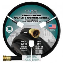 Toolway 566486 - Water Hose Professional All Weather Rubber 5/8in x 50ft Black