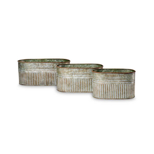 Toolway 8700995 - 3PC Planter Set Nesting Aged Galvanized Oval 3