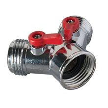 Toolway 88009312 - Zinc Tap to Hose Y Control Valve 2-Outlet with Shut-off levers