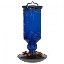 Toolway 88010158 - Hummingbird Feeder Antique Square Blue Glass Bottle 16oz