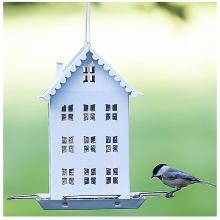 Toolway 88010878 - Wild Bird Feeder Metal Farm House White Holds 2.8Lb of Seeds