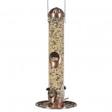 Toolway 88011125 - Wild Bird Feeder Metal Tube Copper Finish 2in1 Ports Holds 1.8lb