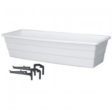 Toolway 88027609 - Futura Window Box Planter Plastic With Brackets 31.75x8.5x6.5in White