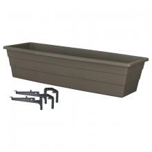 Toolway 88028114 - Futura Window Box Planter Plastic with Brackets 18x6.75x4.5in Cappuccinon