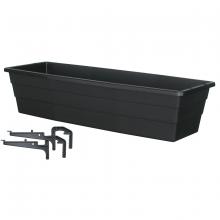 Toolway 88028136 - Futura Window Box Planter Plastic With  Brackets 18x6.75x4.5in Black