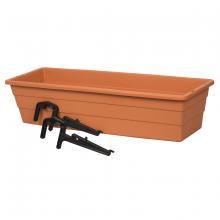 Toolway 88029671 - Futura Window Box Planter Plastic With Brackets 24.25x8.75x5.6 Terracotta