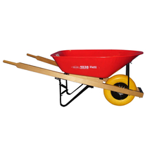 Toolway 88061064 - Contractor Wheelbarrow 6 cu.ft Steel Tray Flat Free Tire Wood Handle