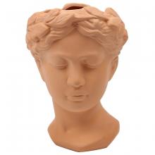 Toolway 88065466 - Odessa Ceramic Head Planter 5.4 x 5.1 x 7.4in Terracotta