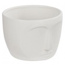 Toolway 88066570 - Ceramic Face Planter Round 6x4.25in Matte White