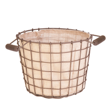 Toolway 88083343 - Rustic Farmhouse Woven Wire Planter/Utility Basket With Burlap Liner 14in Rust