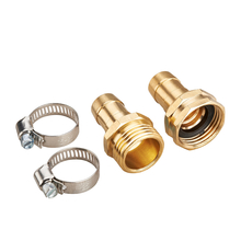 Toolway 88100470 - Brass Hose Repair Coupling Male & Female 5/8in W/ Clamps