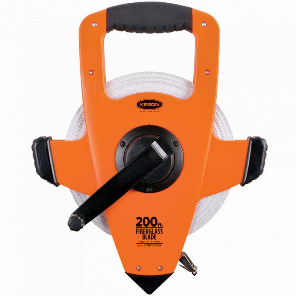 200 FT, UNITS: IN, 1/8, AND FT, 1/10, 1/100, FIBERGLASS TAPE MEASURE WITH HOOK END 3X1 REWIND
