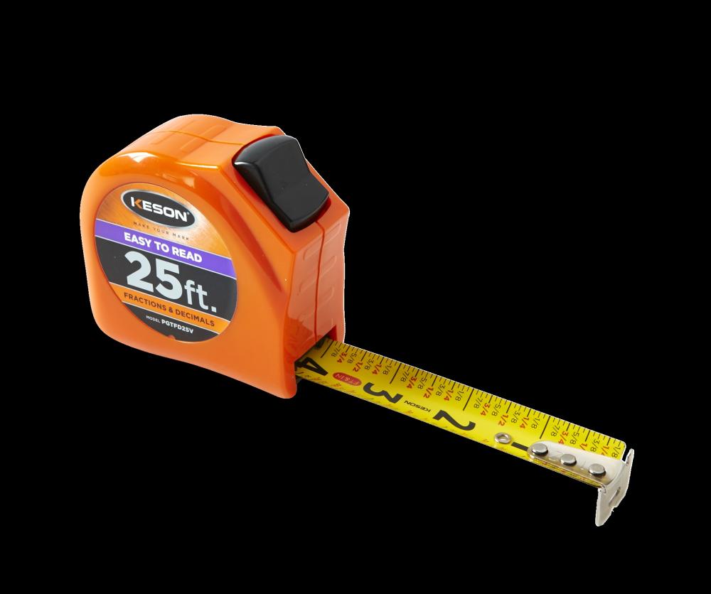 33 FT x 1 IN, TOGGLE LOCK, NYLON COATED STEEL BLADE, UNITS: FT, 1/8, 1/16, ORANGE