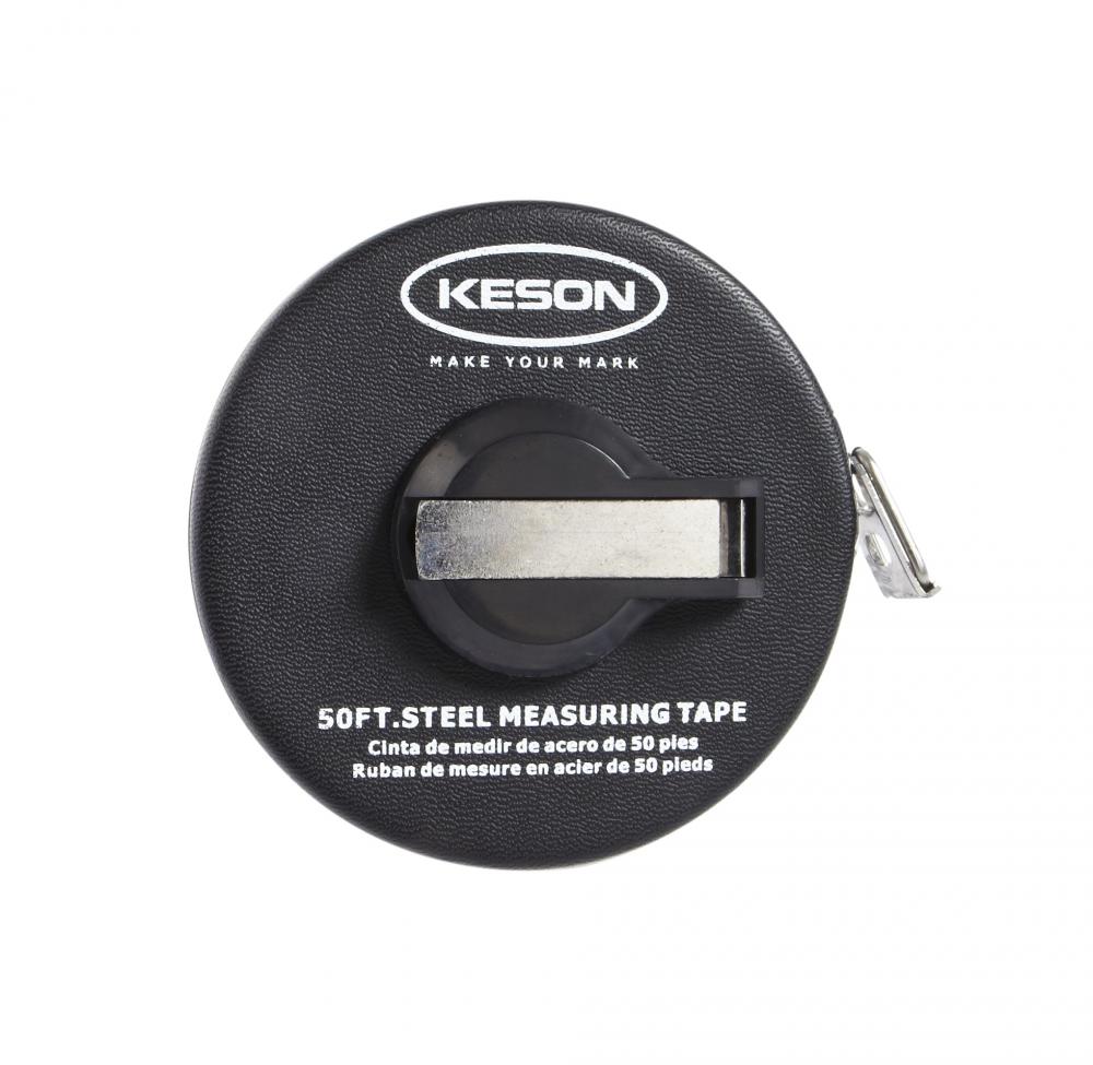 50 FT, UNITS: IN, 1/8, PAINTED STEEL TAPE CLOSED CASE W/HOOK