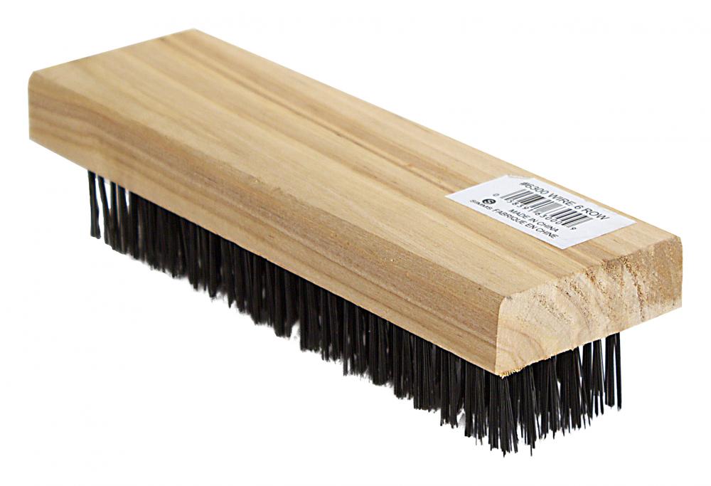 Flat back rectangular wire scratch brush 6-row