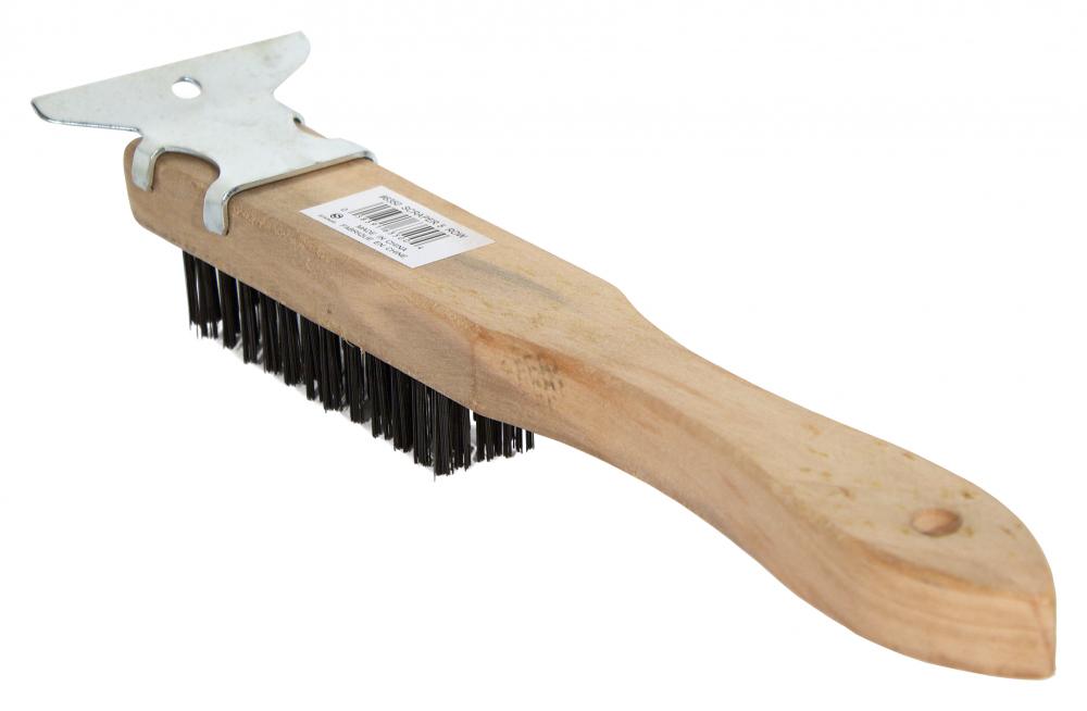 Wire scratch brush with scraper 5-row
