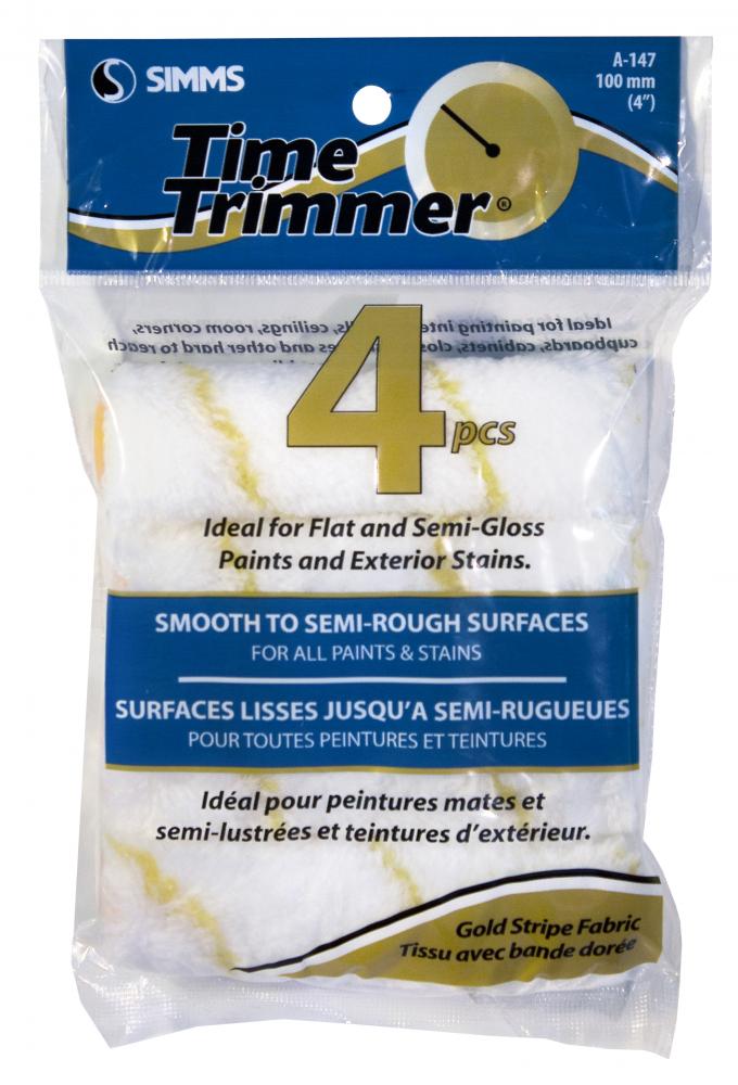 Fabric yellow stripe mini roller cover 100mm 4pk