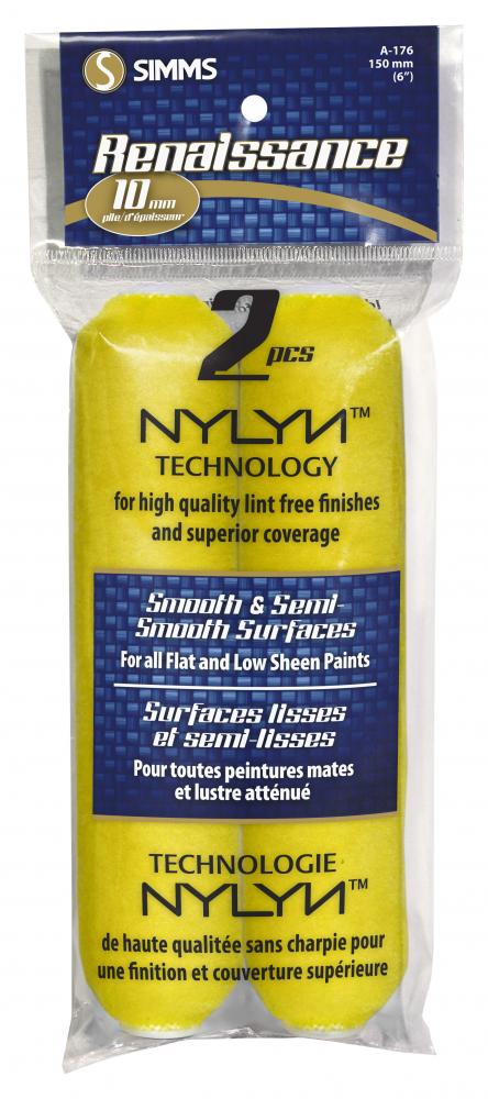 Lint free mini roller cover 150mm x 10mm pile 2pk