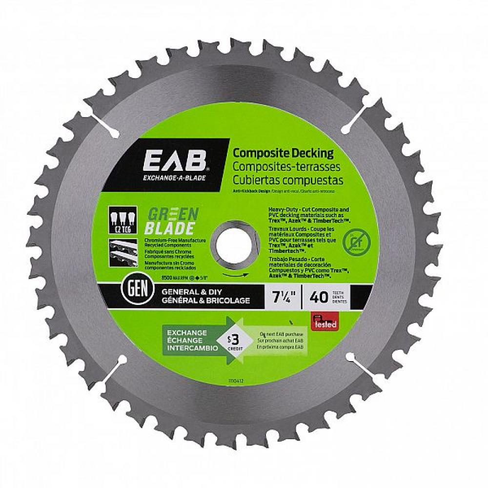 7 1/4&#34; x 40 Teeth Framing Green Blade Composite Decking Saw Blade
