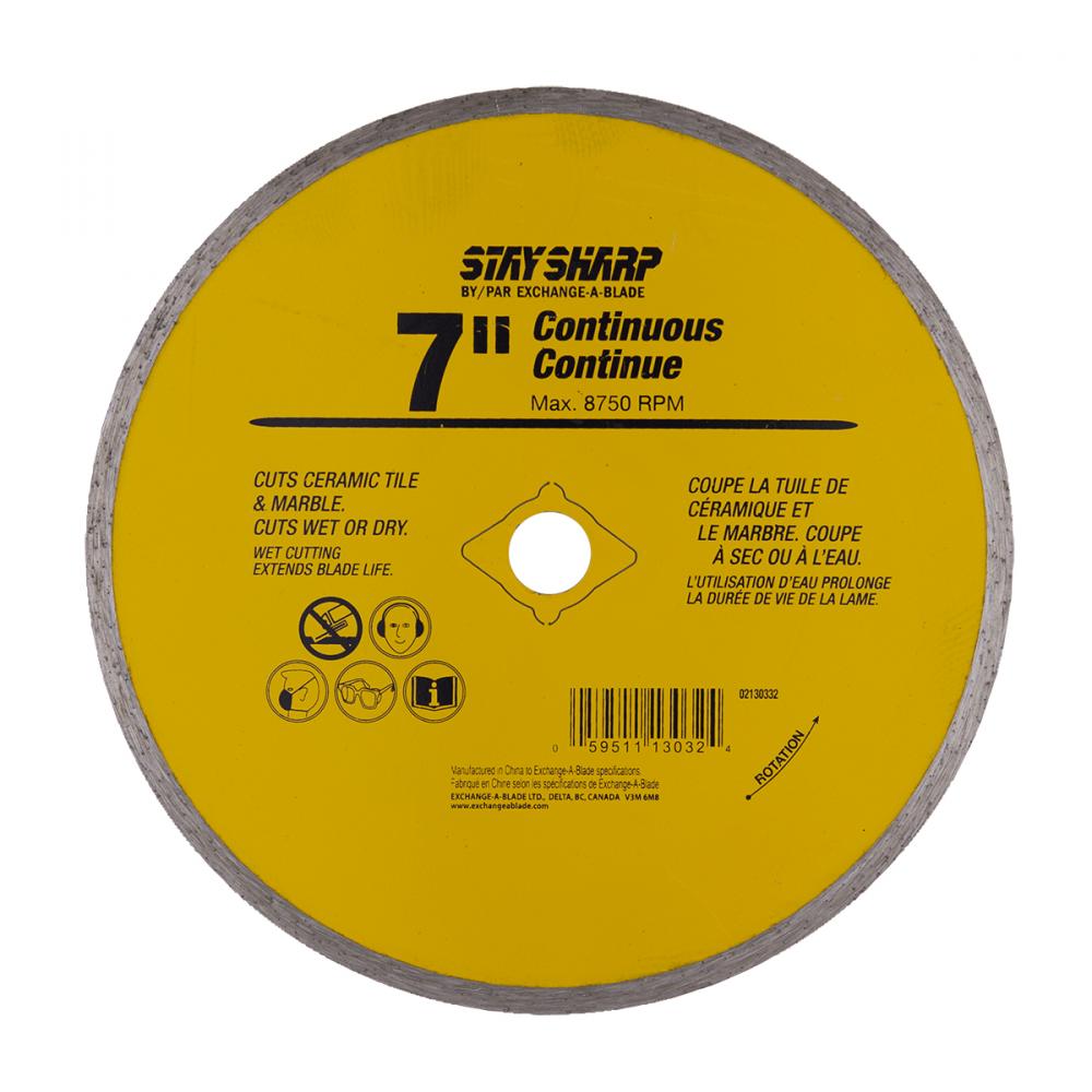 7&#34; Continuous Rim Ceramic Tile Yellow Diamond Blade