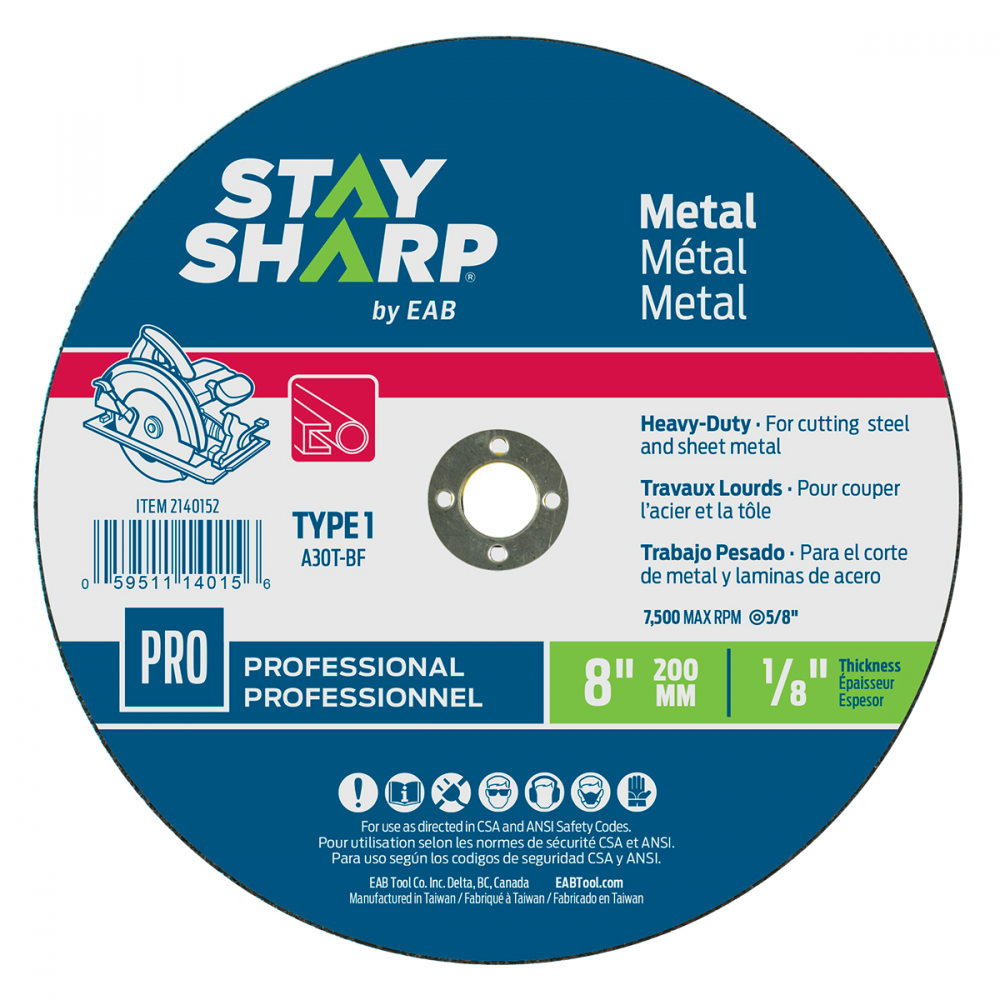8&#34; x 1/8&#34;   Metal Cutting Flat Wheel Type 1