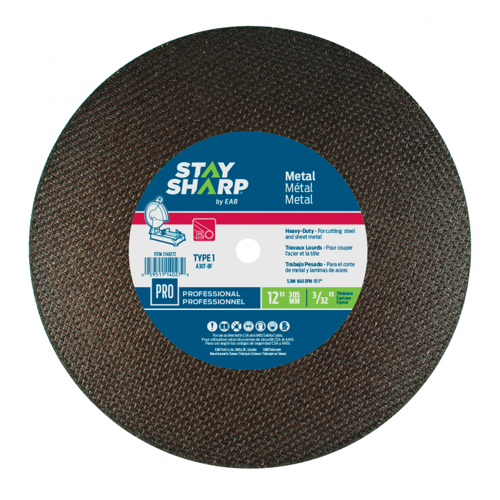 12&#34; x 3/32&#34;   Metal Cutting Flat Wheel Type 1