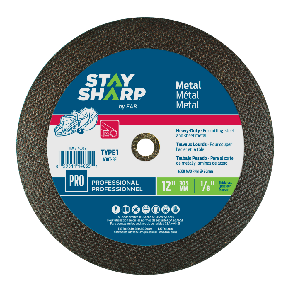 12&#34; x 1/8&#34;   Metal Cutting Flat Wheel Type 1