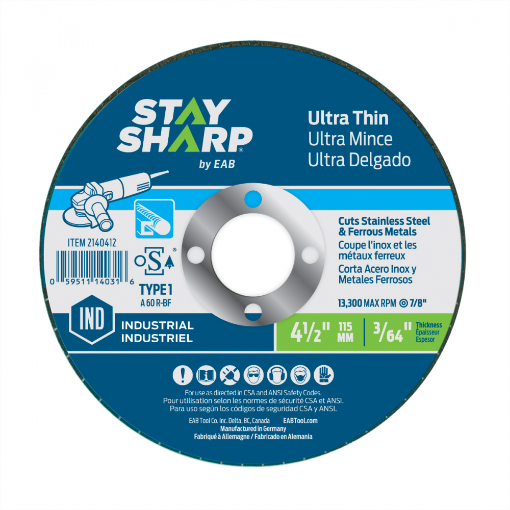 4 1/2&#34; x 3/64&#34;   Metal Cutting Flat Wheel Type 1 Ultra Thin