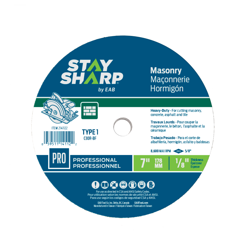 7&#34; x 1/8&#34;   Masonry Cutting Flat Wheel Type 1