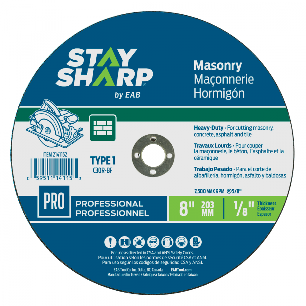 8&#34; x 1/8&#34;   Masonry Cutting Flat Wheel Type 1