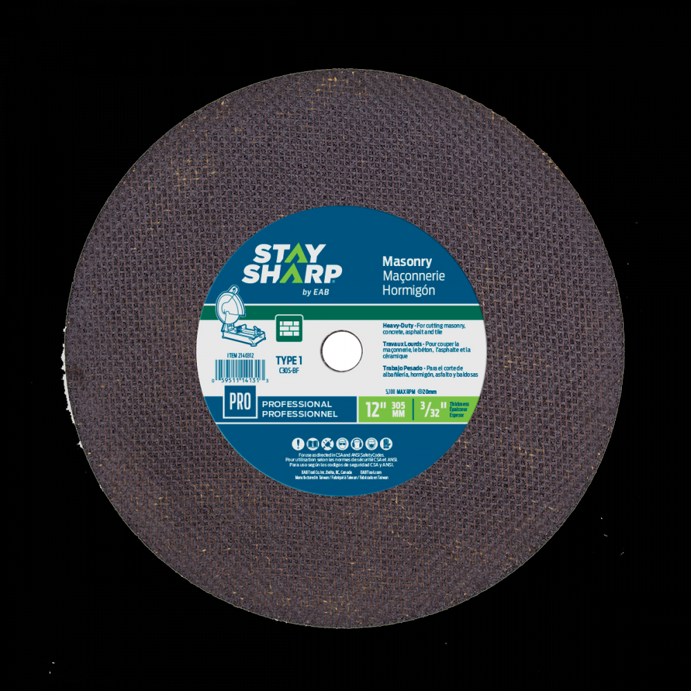 12&#34; x 3/32&#34;   Masonry Cutting Flat Wheel Type 1