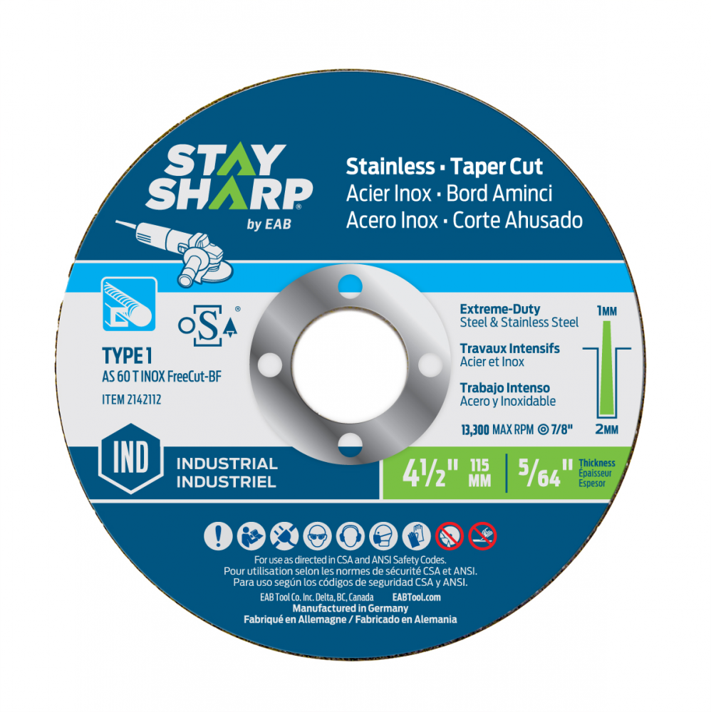 4 1/2&#34; x 5/64&#34;  Taper Cut Metal Cutting Flat Wheel Type 1 (10 Pack) Industrial Abrasive