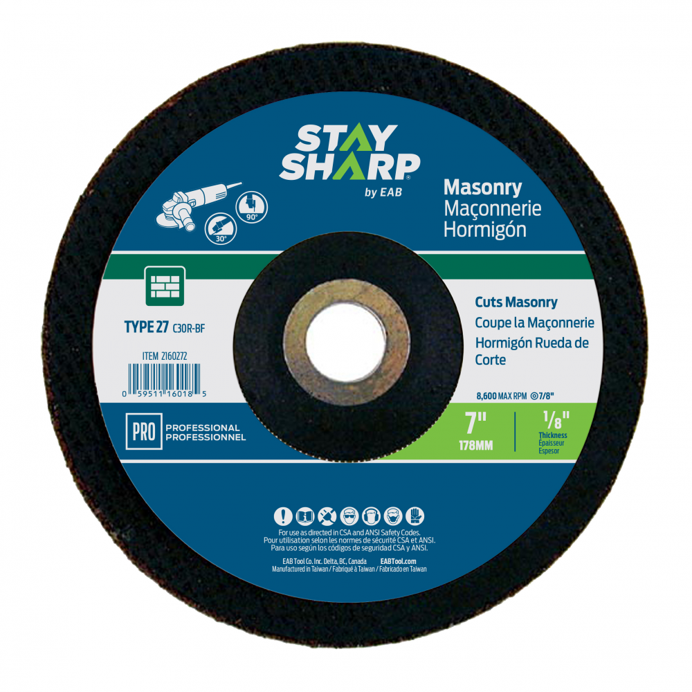 7&#34; x 1/8&#34;  Depressed Center Wheel Masonry Grinding Flat Wheel Type 27