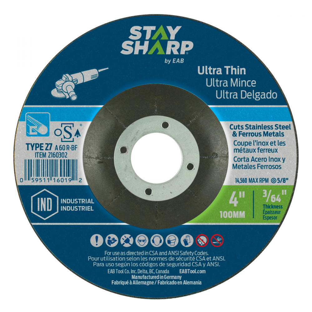 4&#34; x 3/64&#34;  Depressed Center Wheel Metal Cutting Flat Wheel Type 27 Ultra Thin