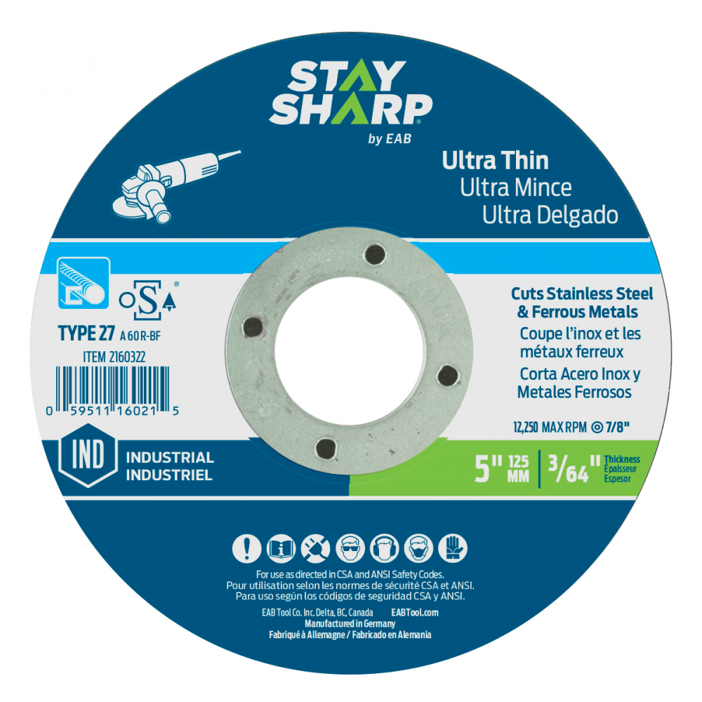 5&#34; x 3/64&#34;  Depressed Center Wheel Metal Cutting Flat Wheel Type 27 Ultra Thin