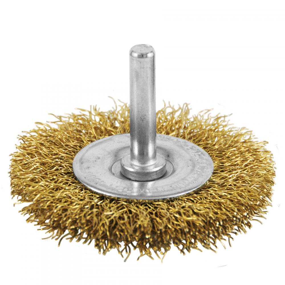 2 1/2&#34; x 1/4&#34; Shank Brass Coated Crimped Coarse Cleaning & Polishing Wire Wheel