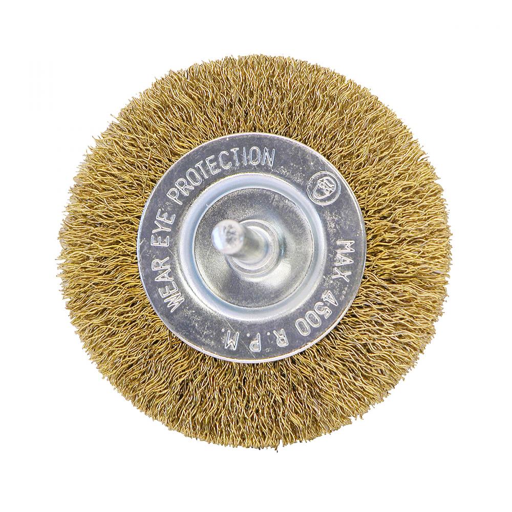 2 1/2&#34; x 1/4&#34; Shank Brass Coated Crimped Fine Cleaning & Polishing Wire Wheel