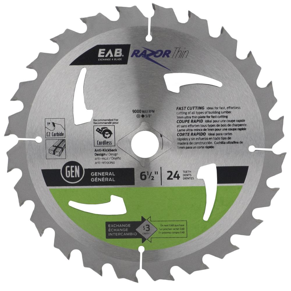 6 1/2&#34; x 24 Teeth Framing Razor Thin® Saw Blade