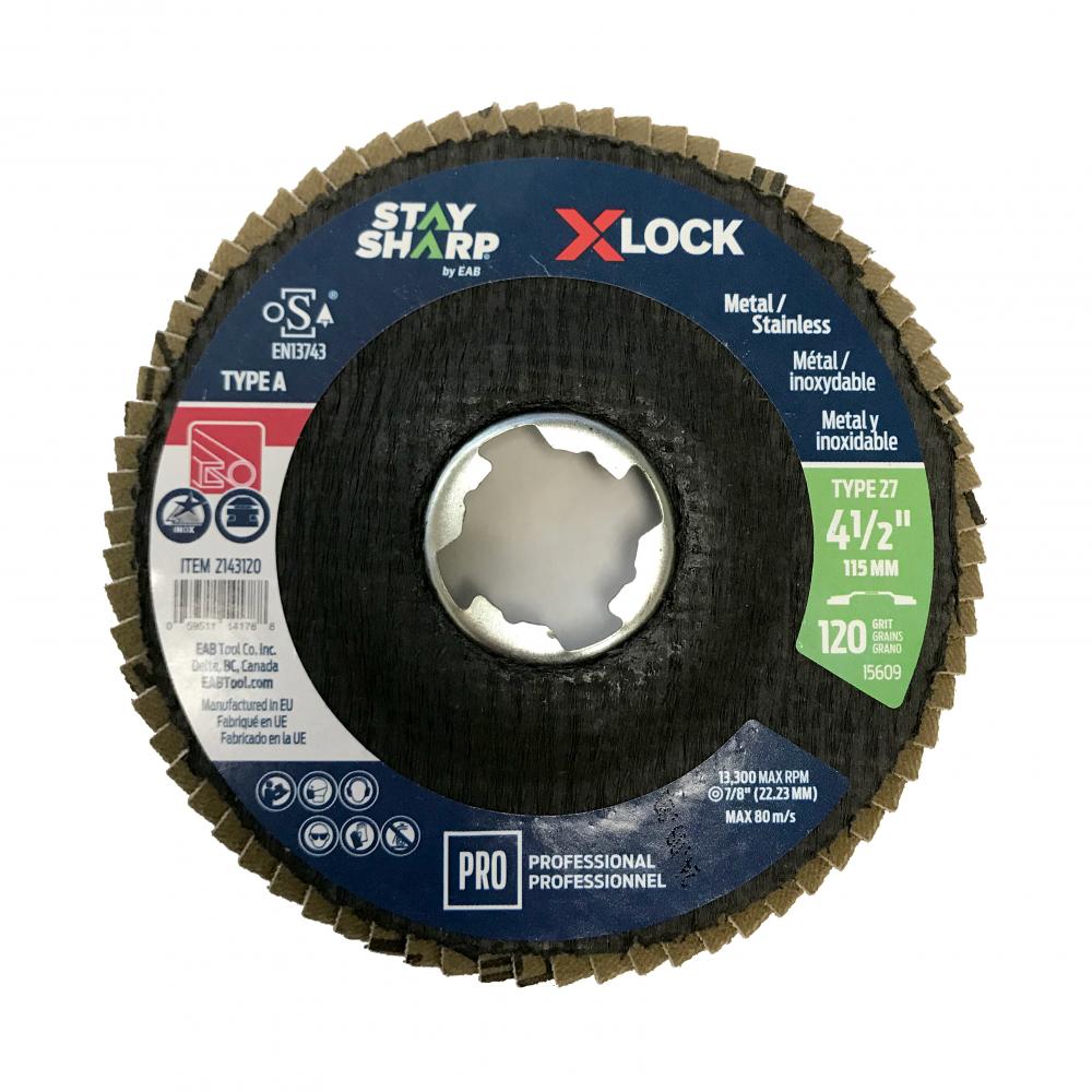 4 1/2&#34; x 120 Grit X-Lock Quick Change Sanding & Cleaning Flap Disc Type 27