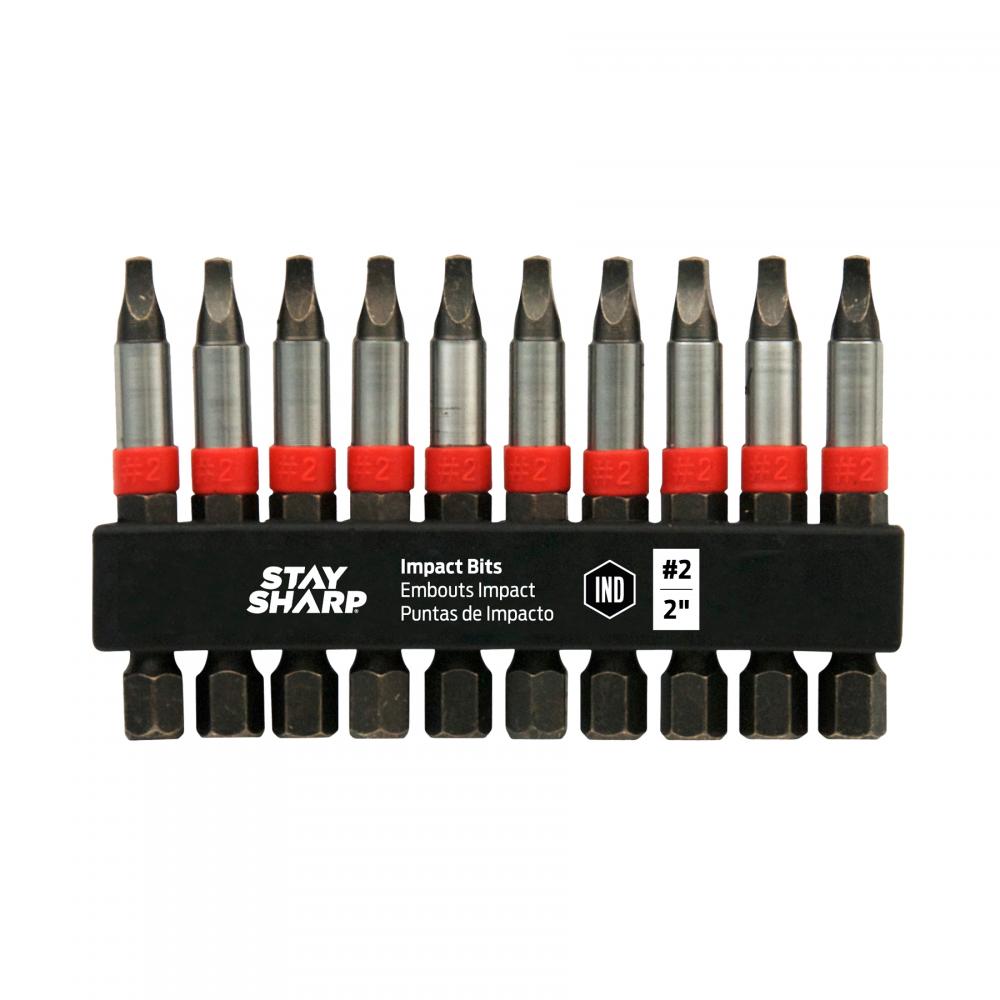 2&#34; x SQ #2 Impact Bit Clip Square Recess (10 Pack)