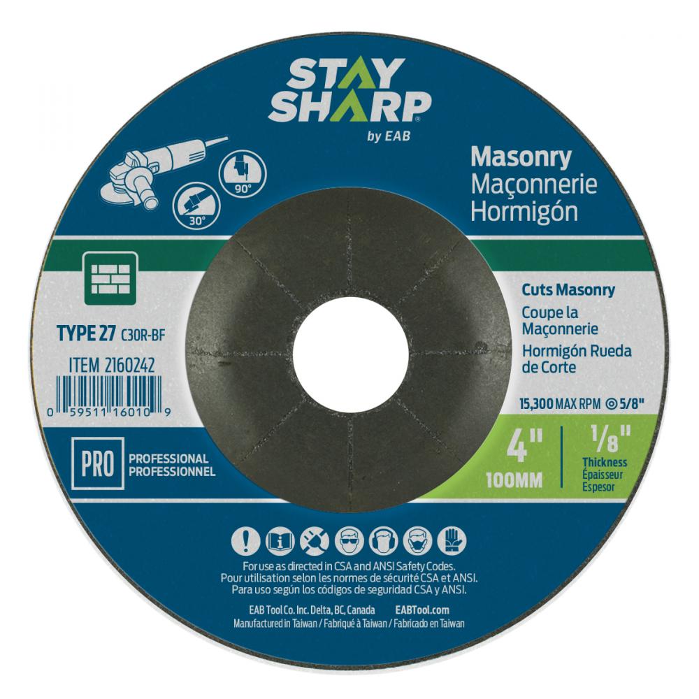 4&#34; x 1/8&#34;  Depressed Center Wheel Masonry Grinding Flat Wheel Type 27