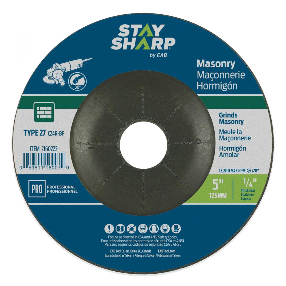 5&#34; x 1/4&#34;  Depressed Center Wheel Masonry Grinding Flat Wheel Type 27