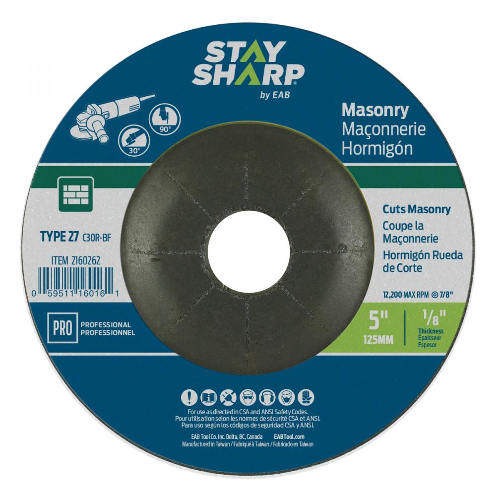 5&#34; x 1/8&#34;  Depressed Center Wheel Masonry Grinding Flat Wheel Type 27