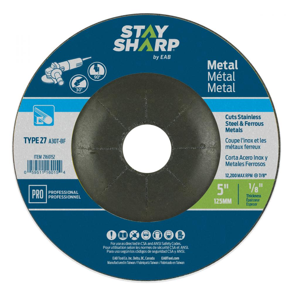 5&#34; x 1/8&#34;  Depressed Center Wheel Metal Grinding Flat Wheel Type 27