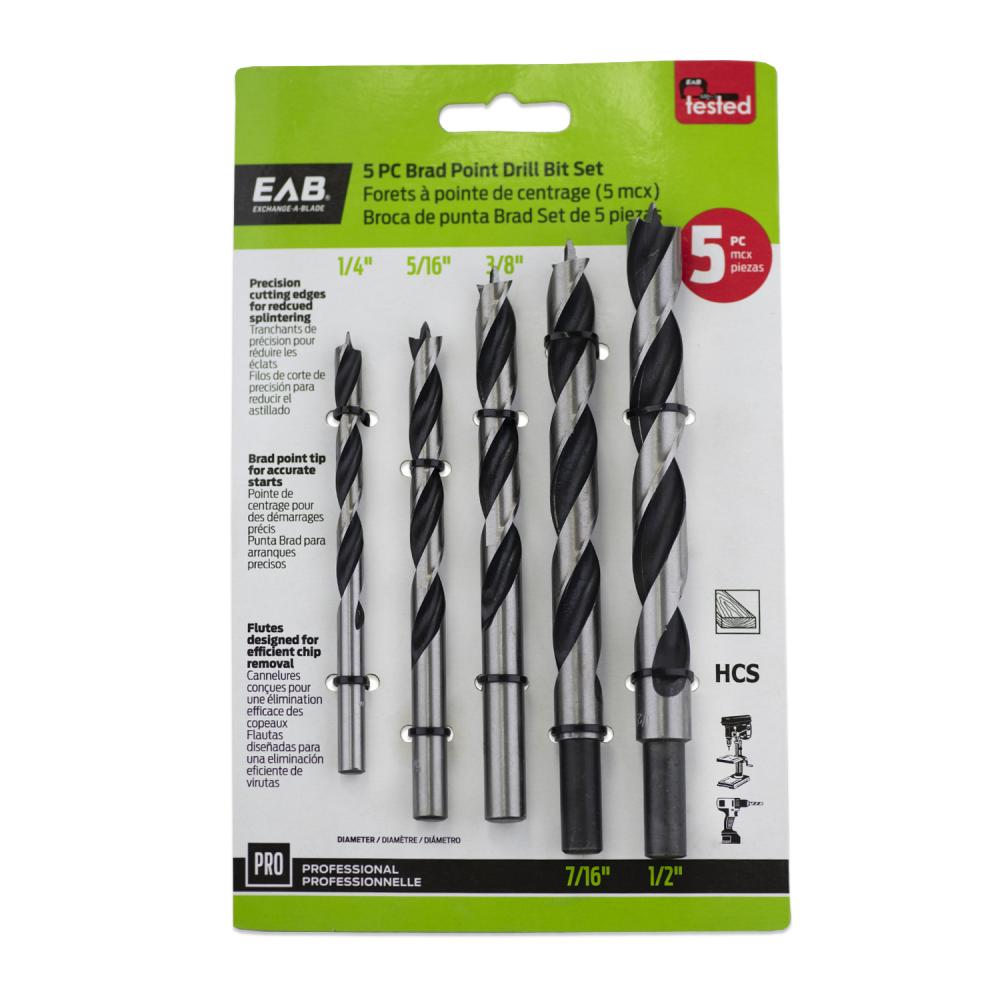 Wood Brad Point Professional Drill Bit (5 Pc Multipack)