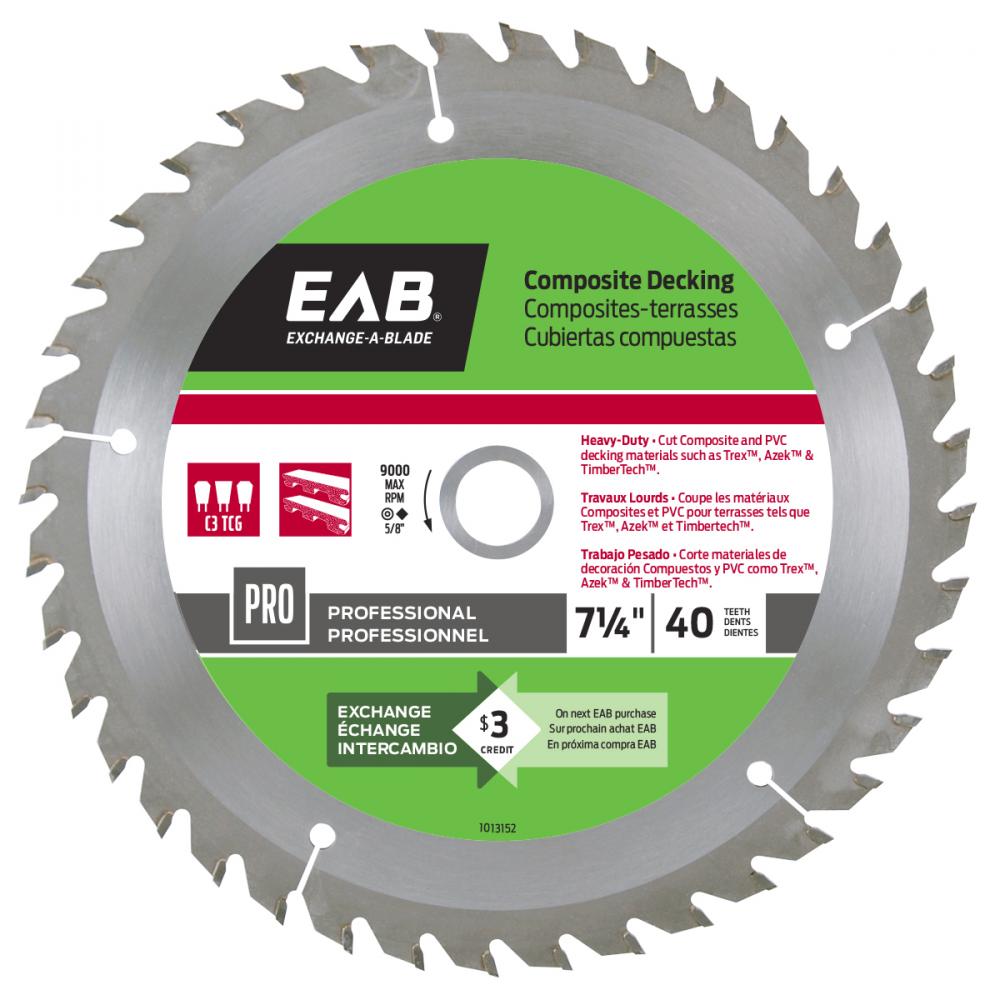 7 1/4&#34; x 40 Teeth Framing Composite Decking Professional Saw Blade