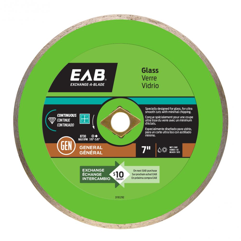 7&#34; Continuous Rim Glass Green Diamond Blade