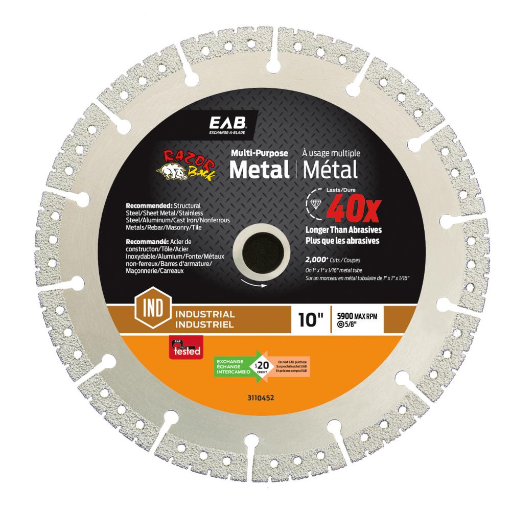 10&#34; x Teeth Metal Cutting Razor Back® Diamond Blade Industrial Saw Blade