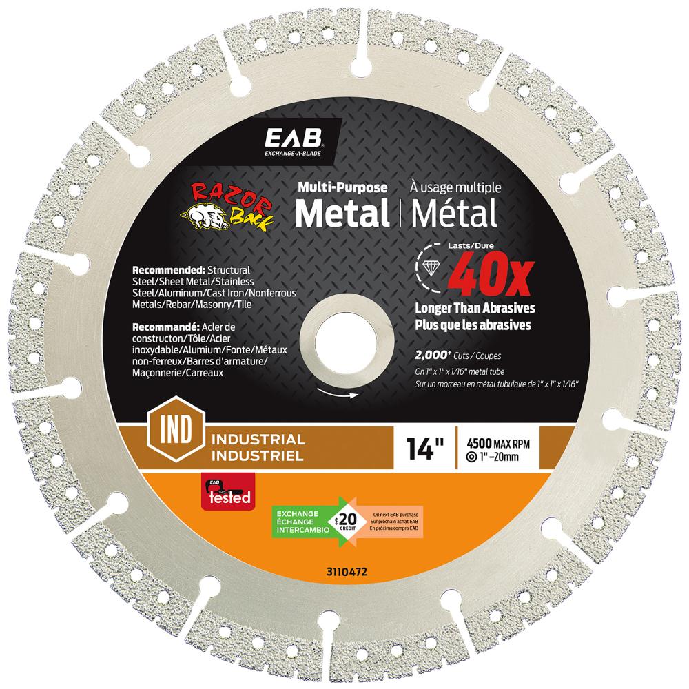 14&#34; x Teeth Metal Cutting Razor Back® Diamond Blade Industrial Saw Blade