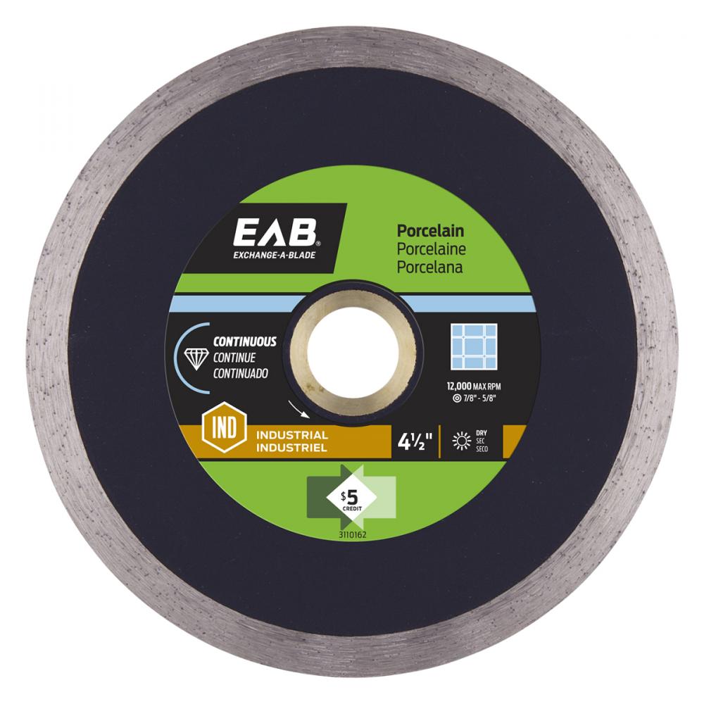 4 1/2&#34; Continuous Rim Porcelain Tile Black Industrial Diamond Blade